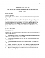 2017-01-12_God will start his Providence again with his New _ Holy Seed_Hyun Shil Kang 2017-01-12_God will start his Providence again with his New _ Holy Seed_Hyun Shil Kang